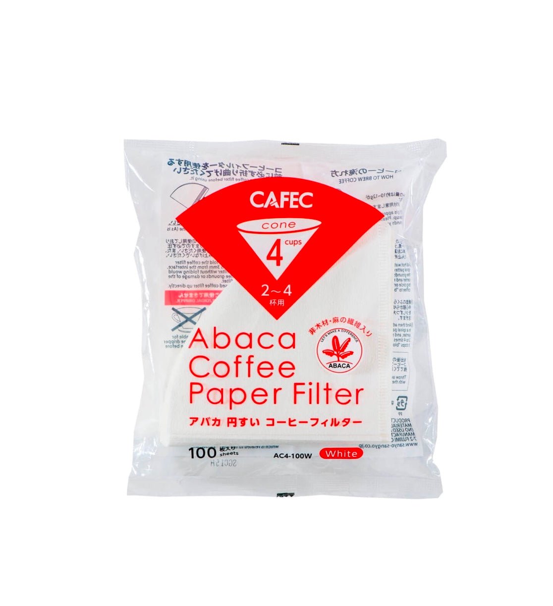100 Abaca filters - 4 cups (White) Cafec - Andante Coffee
